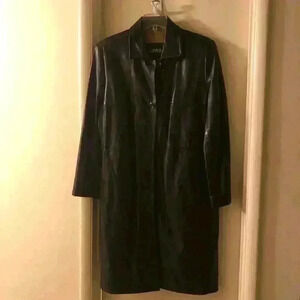 Kasper Knee Length Leather Coat, Size L